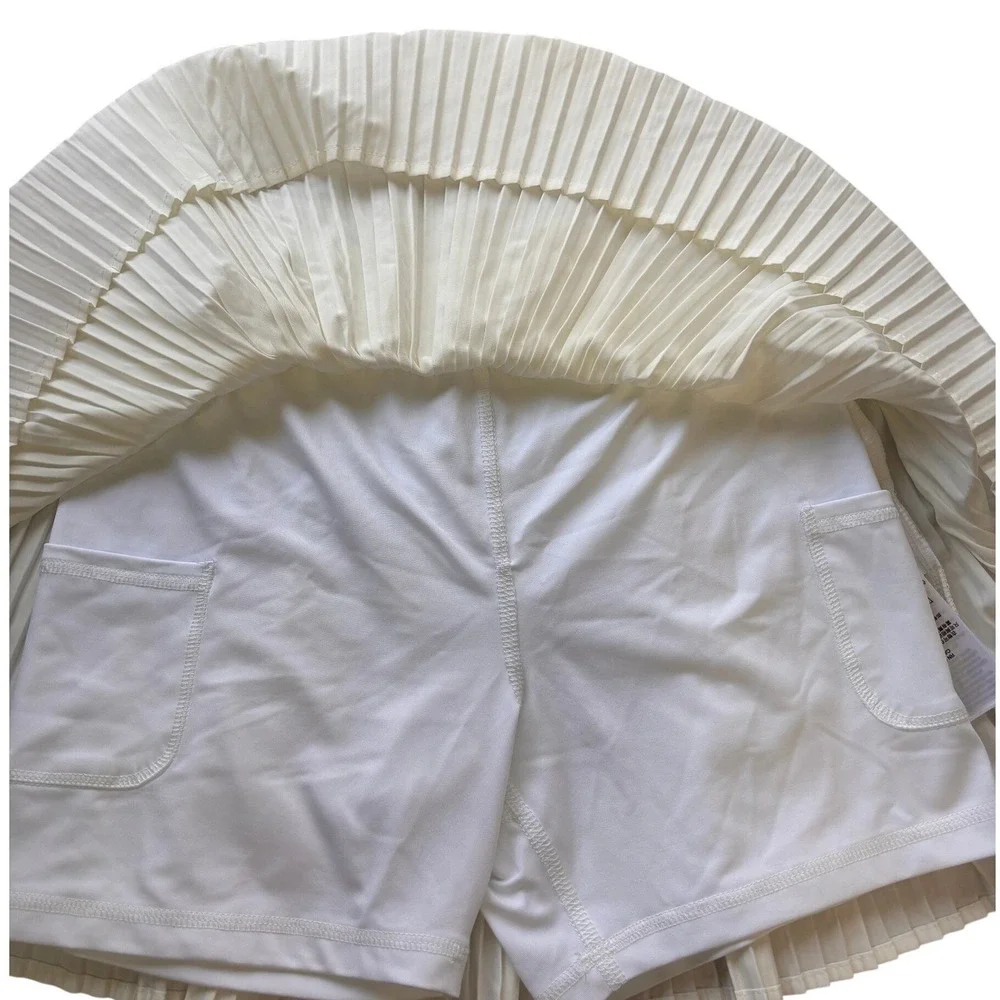 DKNY Sport White Pleated Mini Tennis Skirt Logo Waistband DP2S4862 Small NWT‎